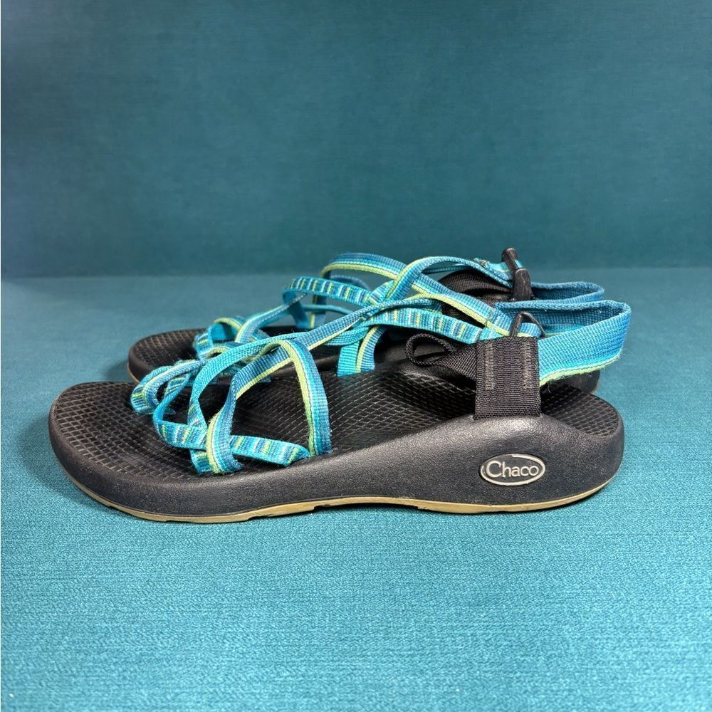 Chaco ZX2 Yampa River Blue Green Hiking Sport Sandals Size 8 Womens Strappy Toe